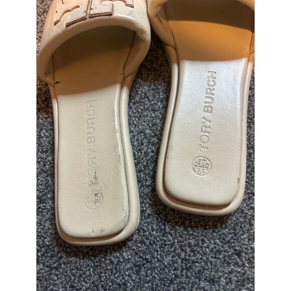 Tory Burch DOUBLE T SPORT Slides Sandals-Nappa Leather-Meadow Mist-Sz 10 - Picture 3 of 5